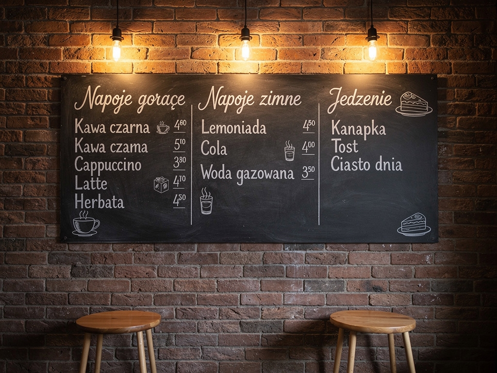Tablica menu w kawiarni